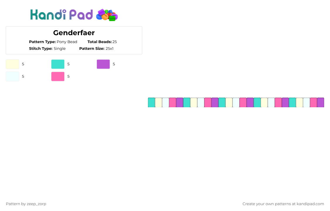 Genderfaer - Pony Bead Pattern by zeep_zorp on Kandi Pad - light blue,pink,genderfluid,genderfaer,genderfae,lgbtq,trans,nonbinary