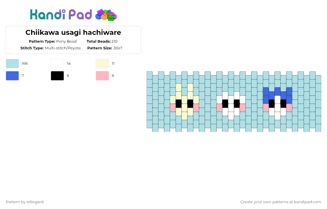 Chiikawa usagi hachiware - Pony Bead Pattern by ediegard on Kandi Pad - light blue,chiikawa,hachiware,cartoon,cute,usagi