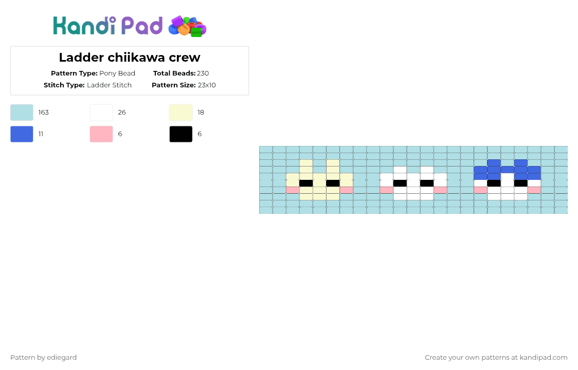 Ladder chiikawa crew - Pony Bead Pattern by ediegard on Kandi Pad - light blue,chiikawa,cartoon,anime