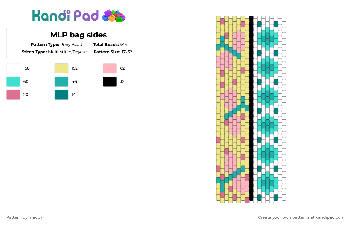 MLP bag sides - Pony Bead Pattern by maddy on Kandi Pad - yellow