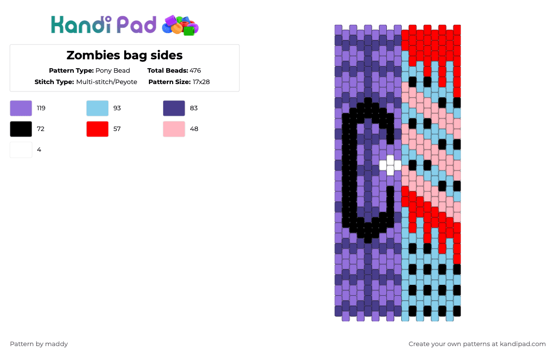 Zombies bag sides - Pony Bead Pattern by maddy on Kandi Pad - purple