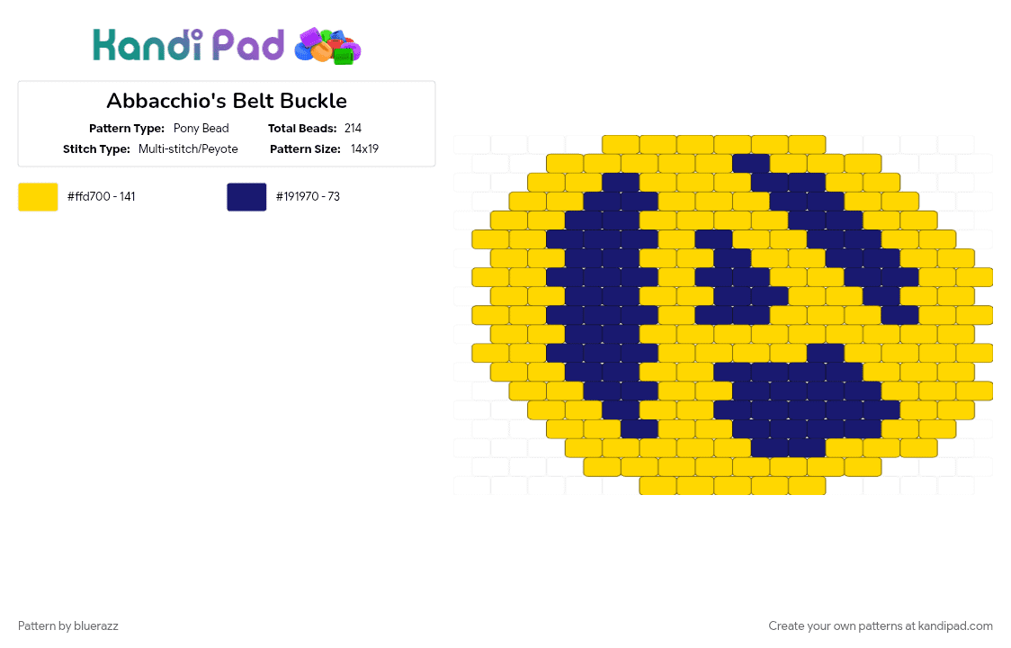 Abbacchio\'s Belt Buckle - Pony Bead Pattern by bluerazz on Kandi Pad - anime, belt accessory, character, charm, jjba golden wind, jojos bizarre adventure, keychain, purple, yellow