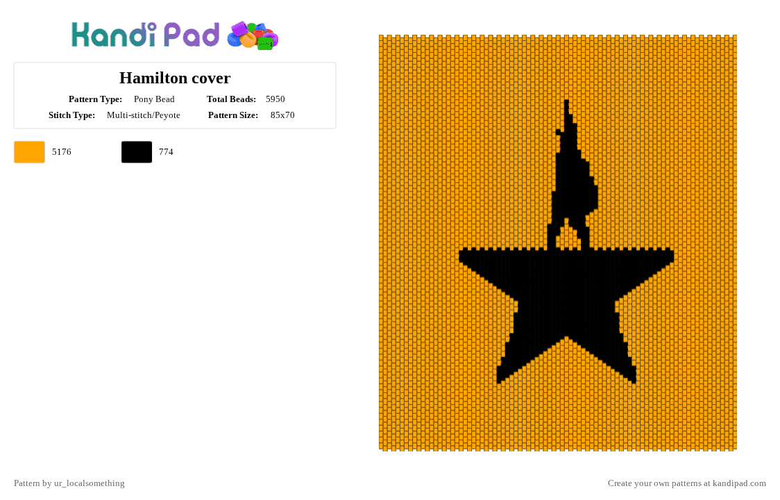 Hamilton cover - Pony Bead Pattern by ur_localsomething on Kandi Pad - orange