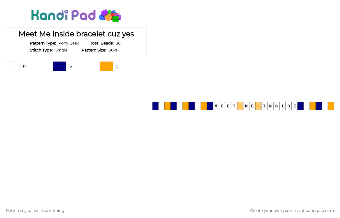Meet Me Inside bracelet cuz yes - Pony Bead Pattern by ur_localsomething on Kandi Pad - purple,orange,hamilton,meetmeinside,musical,brodway
