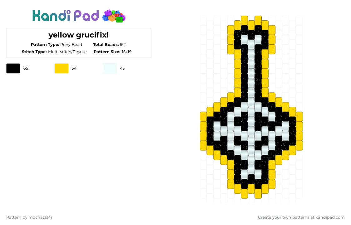 yellow grucifix! - Pony Bead Pattern by mochazst4r on Kandi Pad - white,yellow