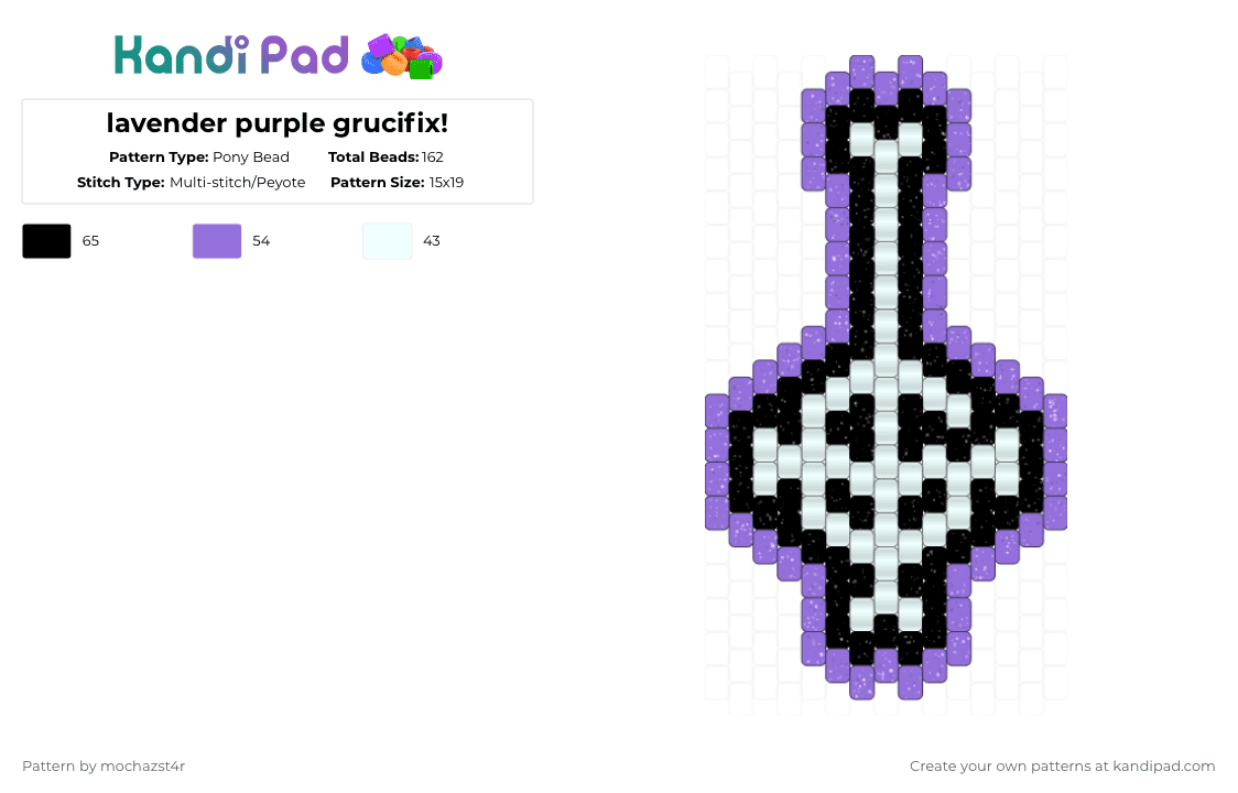 lavender purple grucifix! - Pony Bead Pattern by mochazst4r on Kandi Pad - white,purple