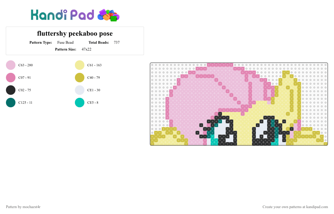 fluttershy peekaboo pose - Fuse Bead Pattern by mochazst4r on Kandi Pad - yellow,pink,fluttershy,my little pony,mlp