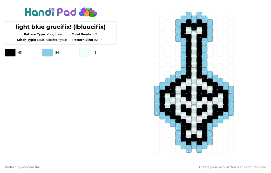 light blue grucifix! (lbluucifix) - Pony Bead Pattern by mochazst4r on Kandi Pad - white,light blue