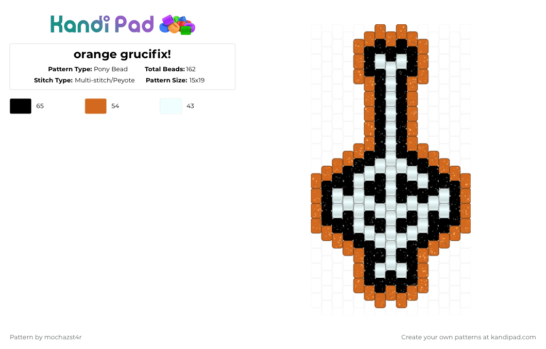 orange grucifix! - Pony Bead Pattern by mochazst4r on Kandi Pad - white,orange