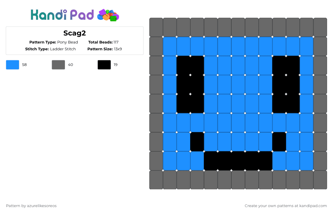 Scag2 - Pony Bead Pattern by azurelikesoreos on Kandi Pad - light blue,gray,regretevator,scag,roblox,elevator