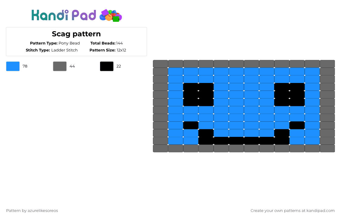 Scag pattern - Pony Bead Pattern by azurelikesoreos on Kandi Pad - gray,light blue,regretevator,elevator,roblox,scag,npc