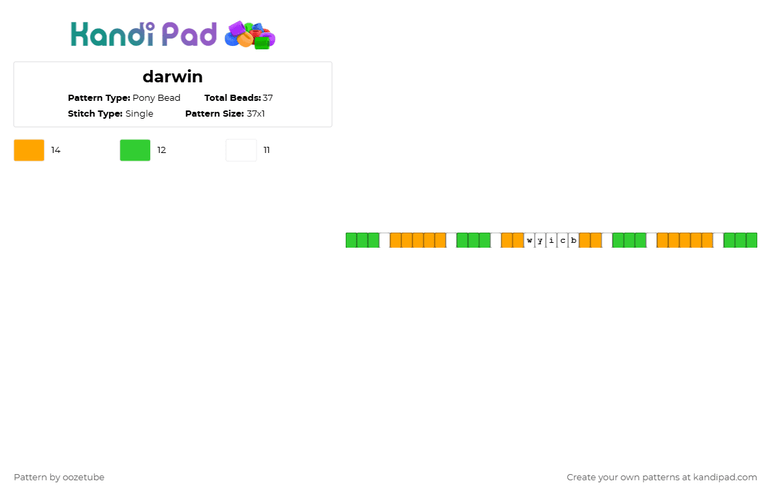 darwin - Pony Bead Pattern by oozetube on Kandi Pad - orange,green,darwin,tawog,the amazing world of gumball,darwin tawog