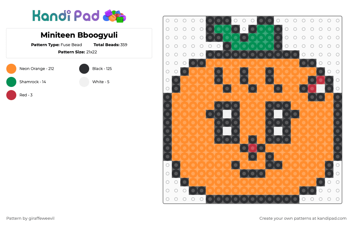 Miniteen Bboogyuli - Fuse Bead Pattern by giraffeweevil on Kandi Pad - cartoon, kpop, miniteen, orange, seventeen
