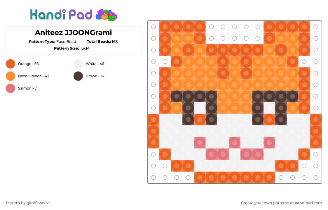 Aniteez JJOONGrami - Fuse Bead Pattern by giraffeweevil on Kandi Pad - orange,kpop,cartoon,ateez,aniteez