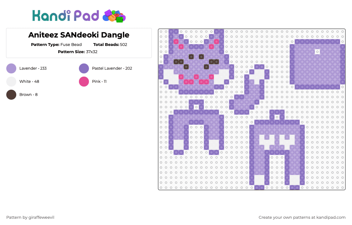 Aniteez SANdeoki Dangle - Fuse Bead Pattern by giraffeweevil on Kandi Pad - blue,pink,kpop,cartoon,ateez,aniteez