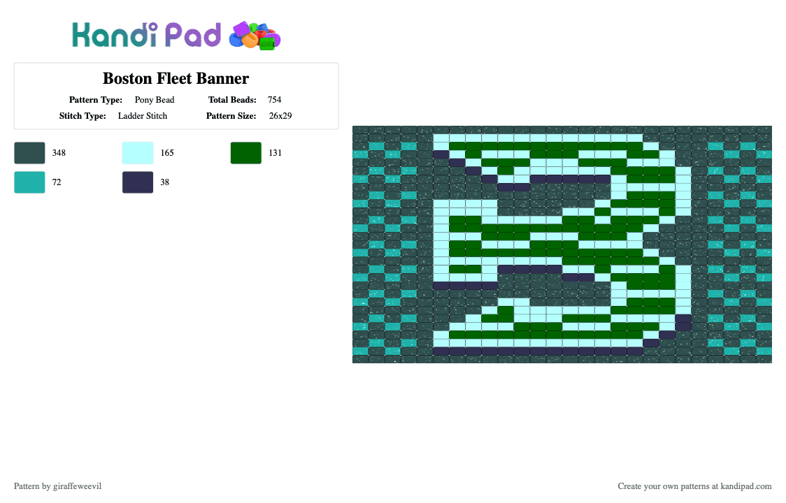 Boston Fleet Banner - Pony Bead Pattern by giraffeweevil on Kandi Pad - banner, boston, gray, hockey, light blue, pwhl, sports