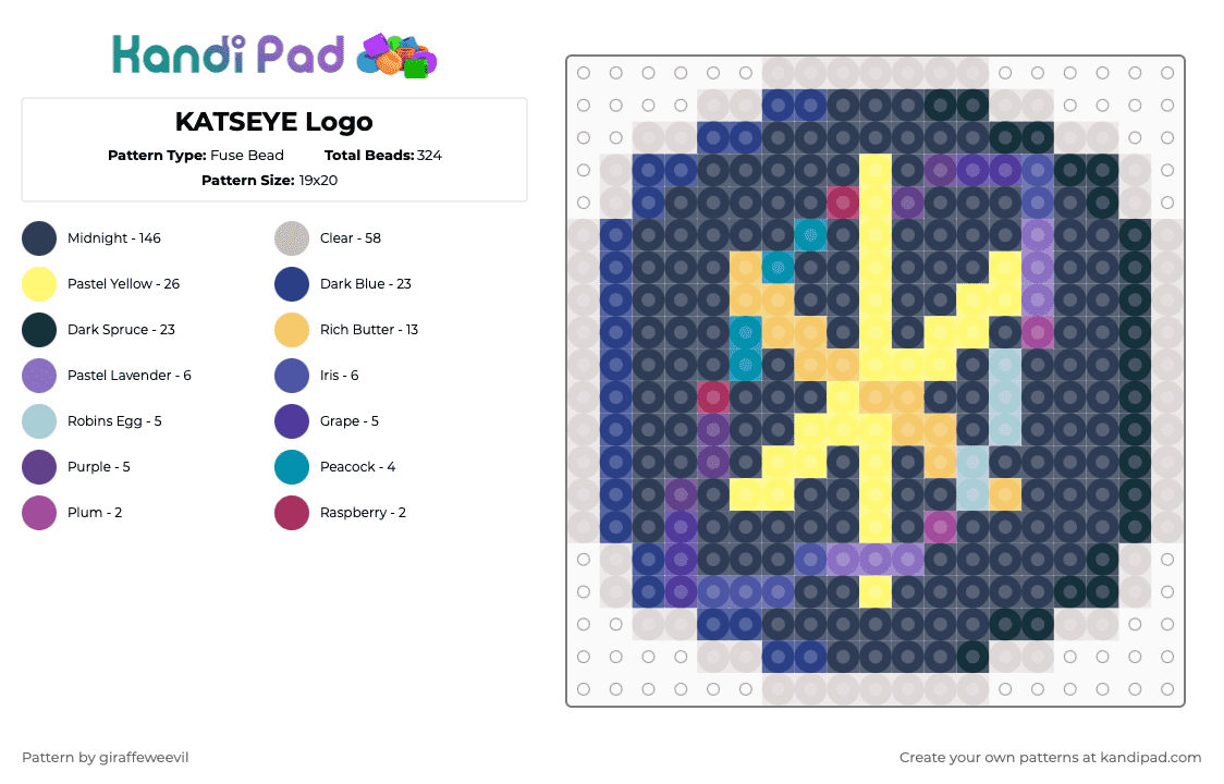 KATSEYE Logo - Fuse Bead Pattern by giraffeweevil on Kandi Pad - beige,yellow,purple,music,kpop,katseye