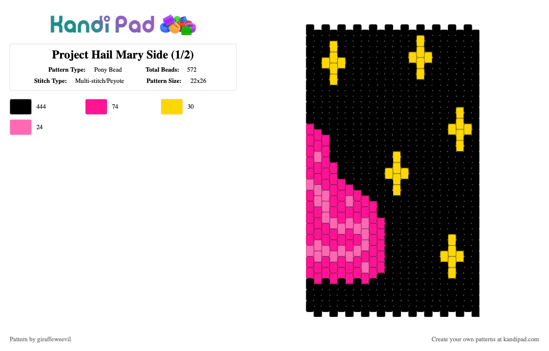Project Hail Mary Side (1/2) - Pony Bead Pattern by giraffeweevil on Kandi Pad - black,pink,project hail mary,bag,purse,space