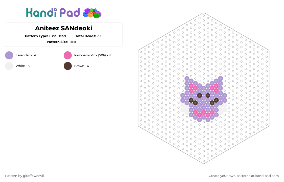 Aniteez SANdeoki - Fuse Bead Pattern by giraffeweevil on Kandi Pad - pink,kpop,cartoon,ateez,aniteez