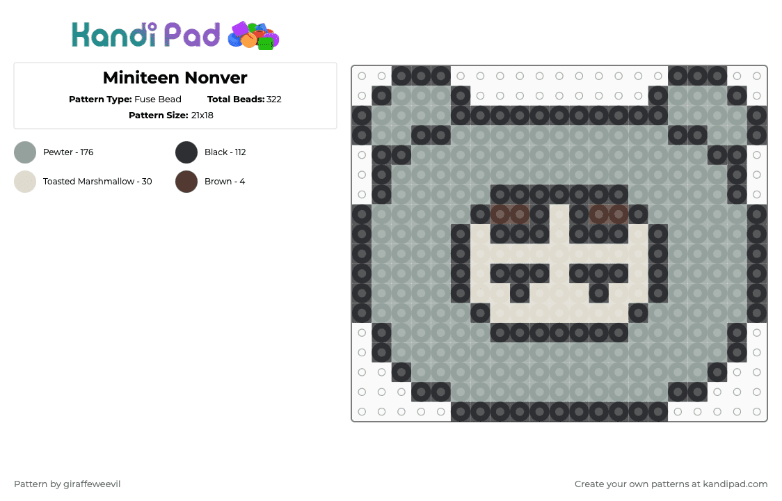 Miniteen Nonver - Fuse Bead Pattern by giraffeweevil on Kandi Pad - cartoon, gray, kpop, miniteen, seventeen