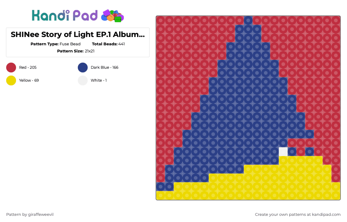 SHINee Story of Light EP.1 Album Cover - Fuse Bead Pattern by giraffeweevil on Kandi Pad - blue,red,music,kpop,shinee