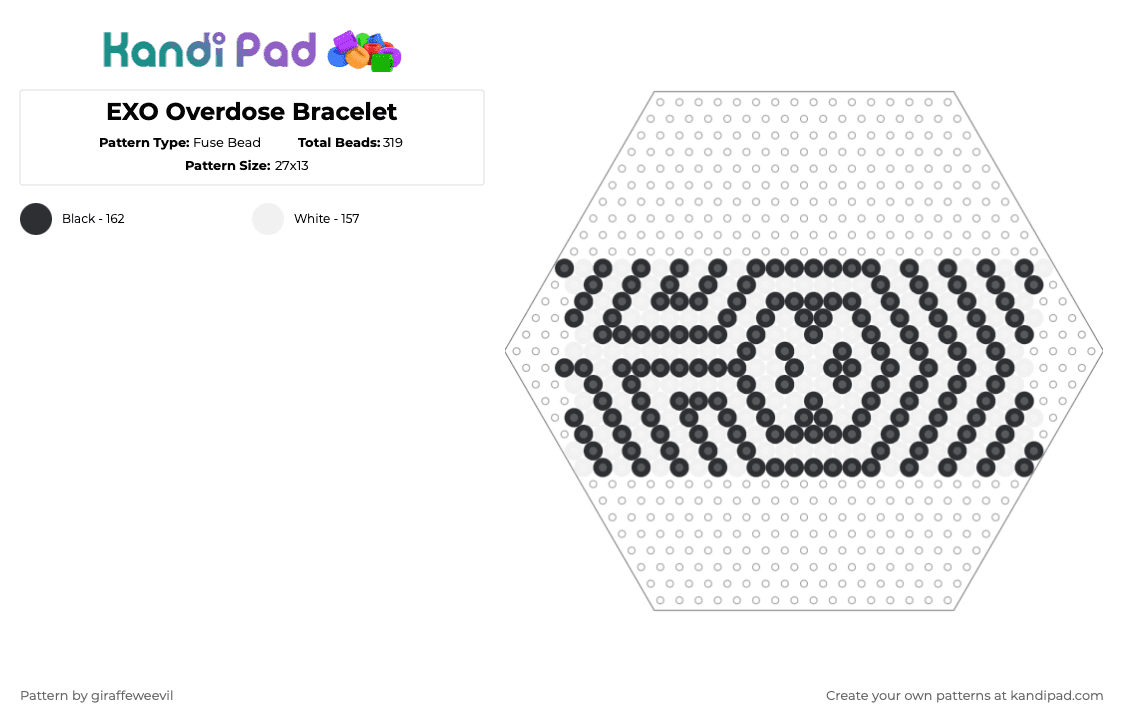 Exo Lock Pattern EXO Overdose Bracelet Fuse Bead Pattern - Kandi Pad | Kandi Patterns ...
