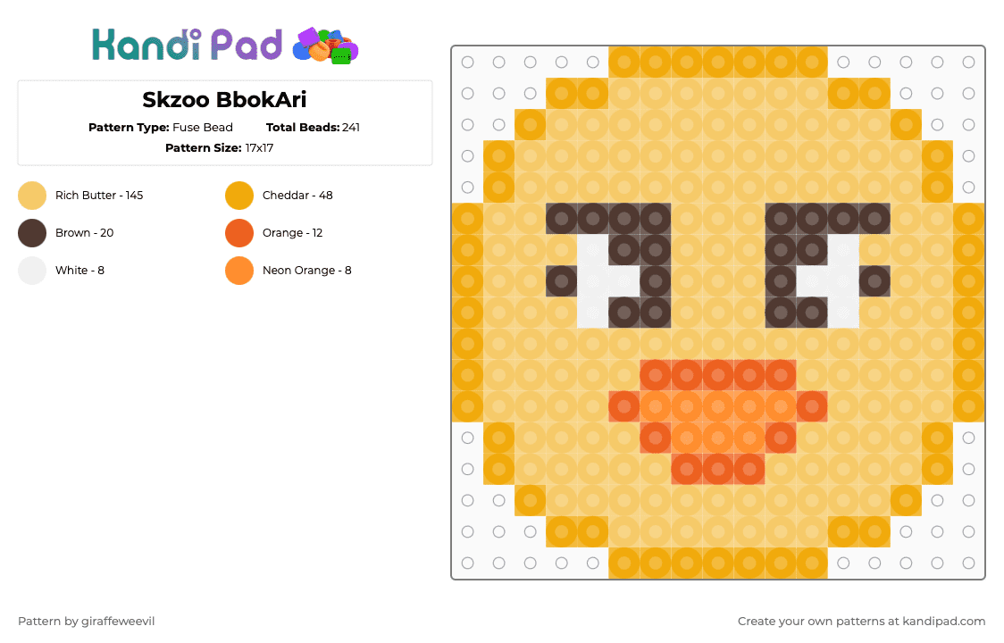Skzoo BbokAri - Fuse Bead Pattern by giraffeweevil on Kandi Pad - yellow,kpop,music,stray kids,skzoo