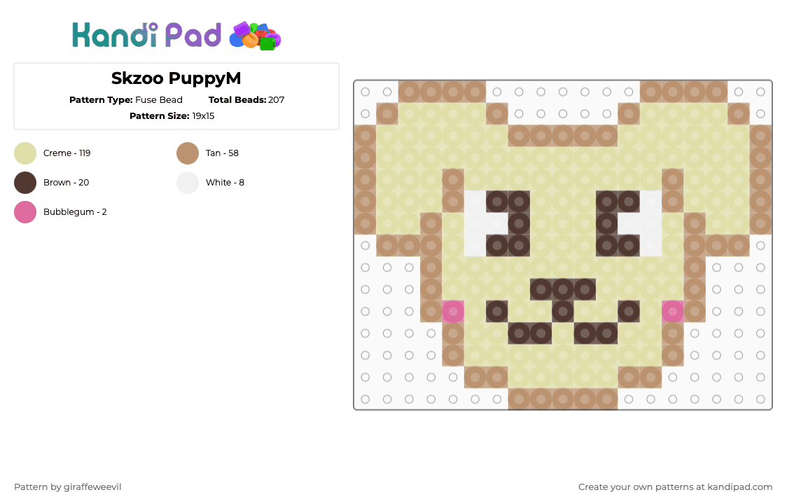 Skzoo PuppyM - Fuse Bead Pattern by giraffeweevil on Kandi Pad - beige,yellow,kpop,stray kids,skzoo,cartoon
