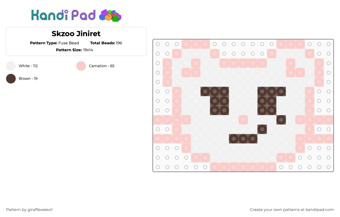 Skzoo Jiniret - Fuse Bead Pattern by giraffeweevil on Kandi Pad - beige,kpop,cartoon,stray kids,skzoo