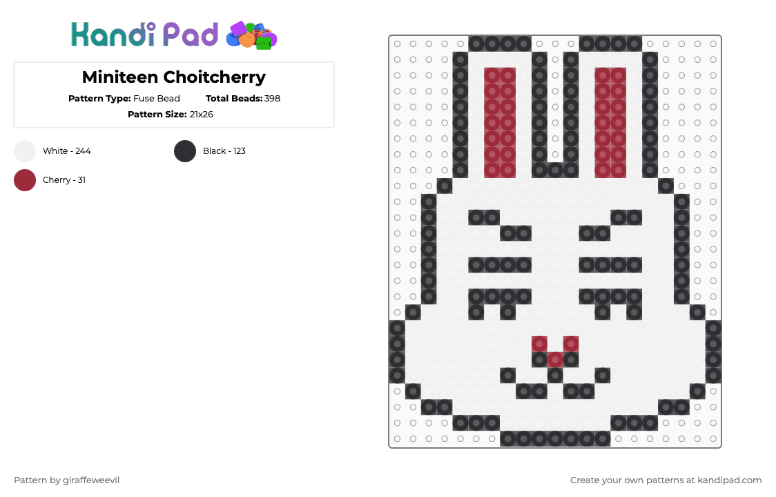 Miniteen Choitcherry - Fuse Bead Pattern by giraffeweevil on Kandi Pad - white,kpop,character,seventeen,miniteen