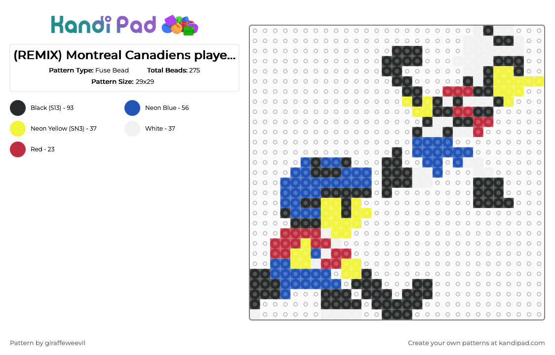 Montreal Canadiens Fuse Bead Patterns - Gallery - Kandi Pad | Kandi ...