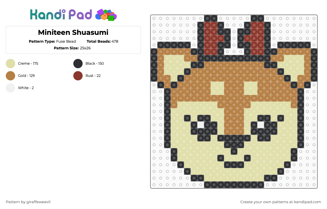 Miniteen Shuasumi - Fuse Bead Pattern by giraffeweevil on Kandi Pad - tan,yellow,kpop,cartoon,seventeen,miniteen