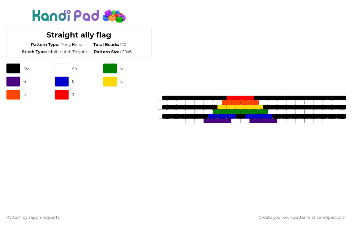 Ally Color Patterns Straight ally flag Pony Bead Pattern - Kandi Pad | Kandi Patterns, Fuse ...