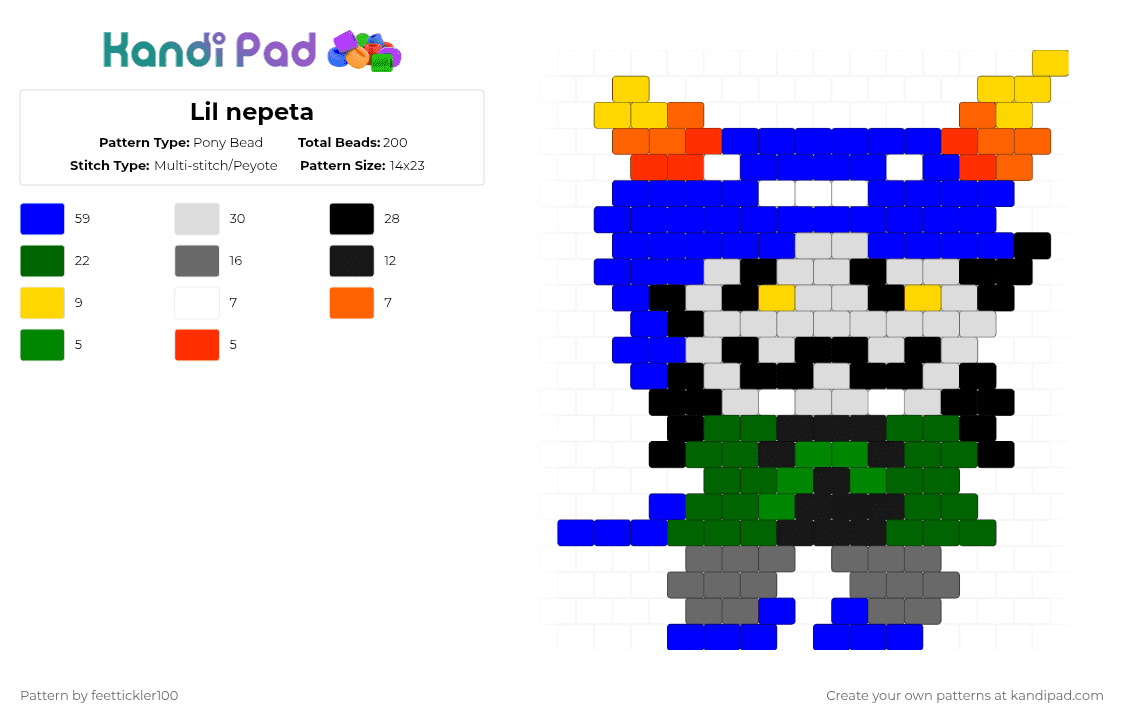 Lil nepeta - Pony Bead Pattern by feettickler100 on Kandi Pad - purple,green
