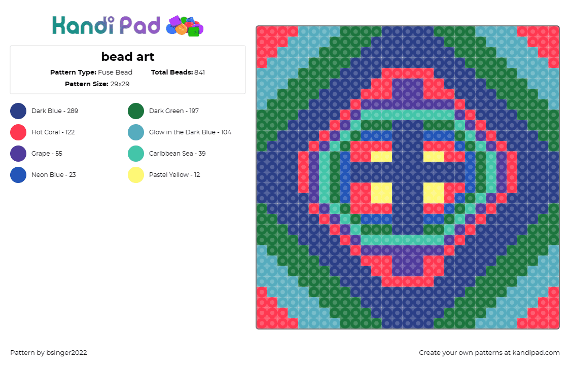 bead art - Fuse Bead Pattern by bsinger2022 on Kandi Pad - frank stella,colorful