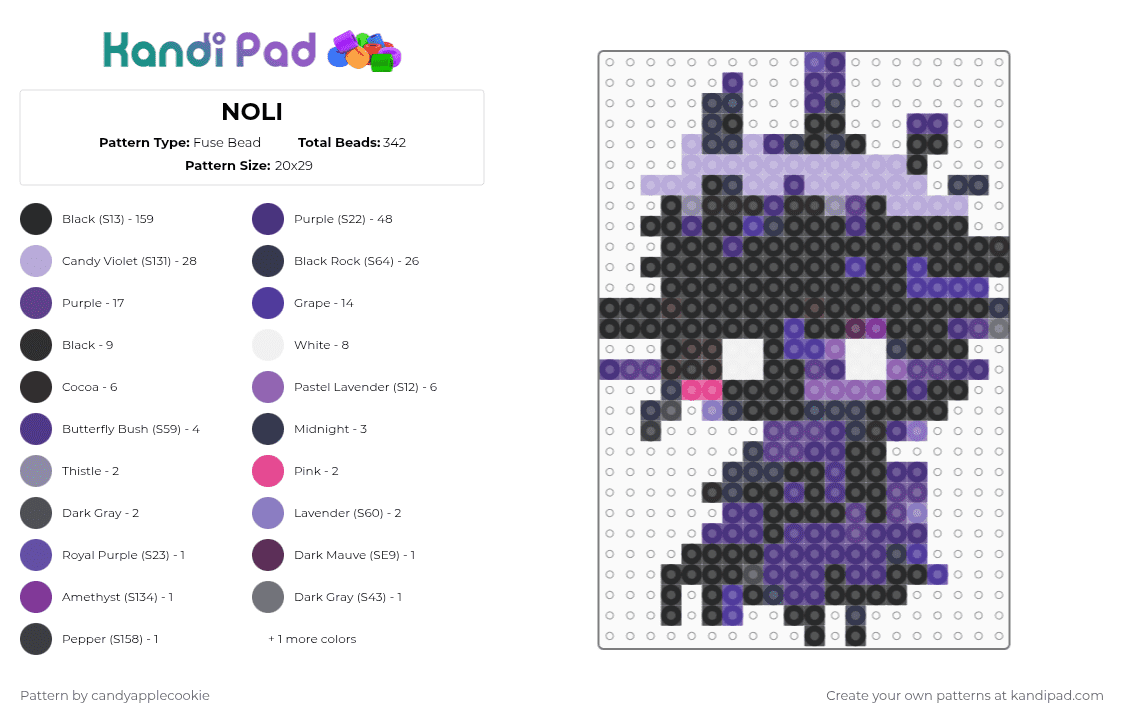 NOLI - Fuse Bead Pattern by candyapplecookie on Kandi Pad - black,purple,pink,forsaken,noli,hacker,007n7,c00lkidd,silly,chibi