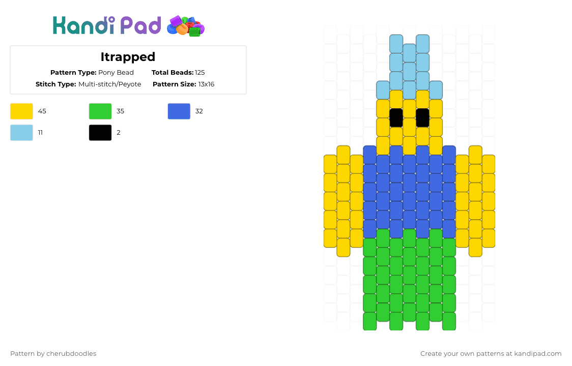 Itrapped - Pony Bead Pattern by cherubdoodles on Kandi Pad - yellow,blue,green,forsaken,roblox
