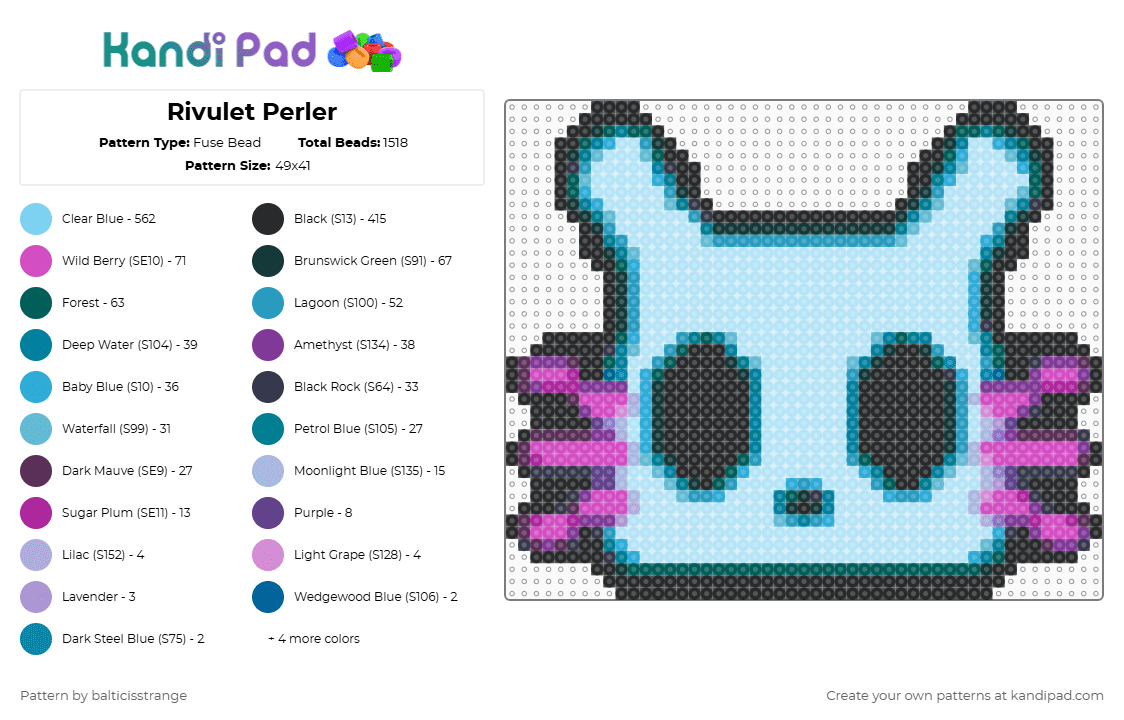Rivulet Perler Fuse Bead Pattern - Kandi Pad | Kandi Patterns, Fuse ...