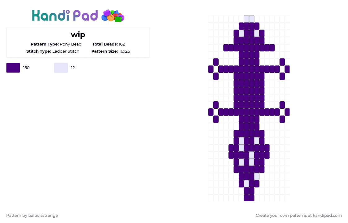 Spearmaster - Pony Bead Pattern by balticisstrange on Kandi Pad - rain world,slugcat,character,video game,spearmaster rain world