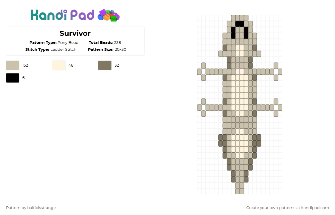 Survivor - Pony Bead Pattern by balticisstrange on Kandi Pad - beige,rain world,slugcat,survivor rain world