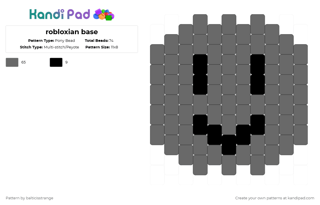 robloxian base - Pony Bead Pattern by balticisstrange on Kandi Pad - gray