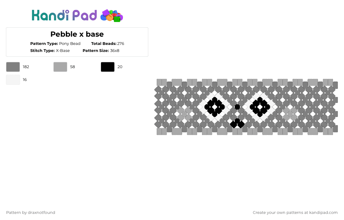 Pebble x base - Pony Bead Pattern by draxnotfound on Kandi Pad - gray,pebble,dandys world,dw