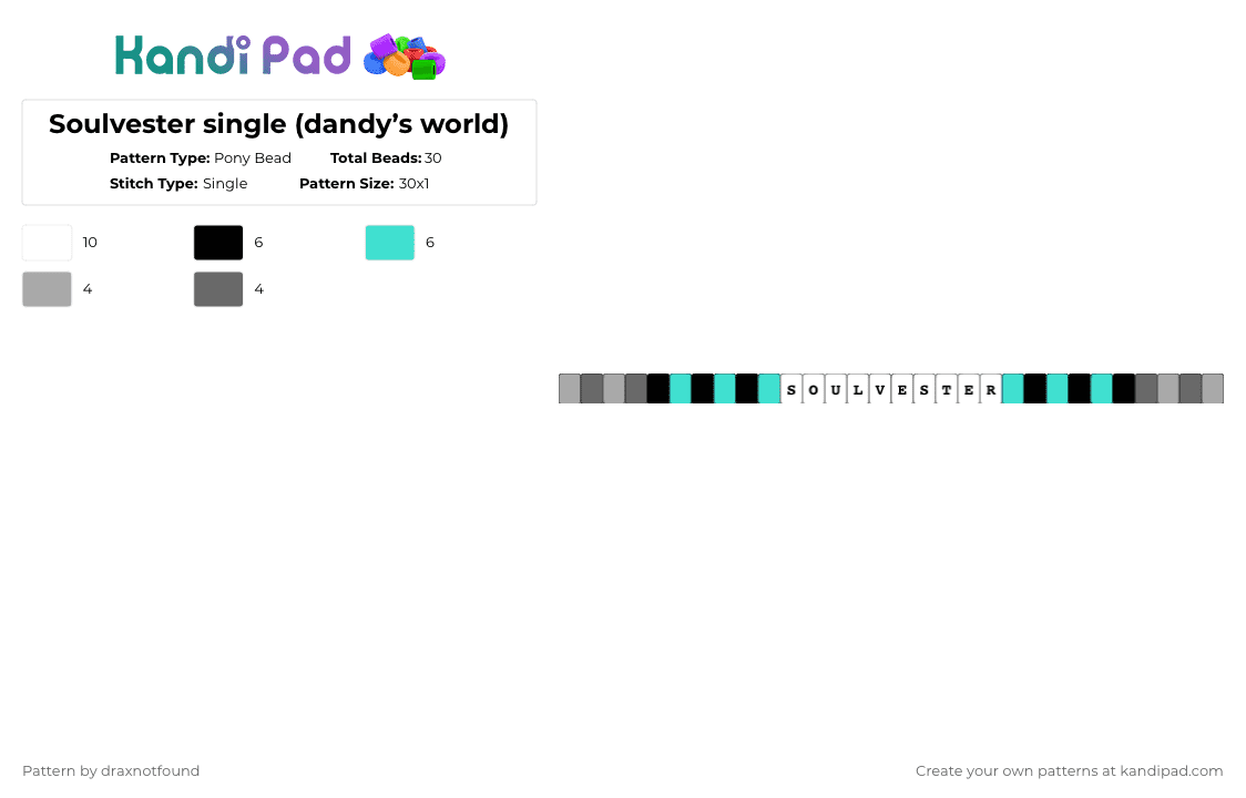 Soulvester single (dandy’s world) - Pony Bead Pattern by draxnotfound on Kandi Pad - light blue,dandys world,dw,soulvester