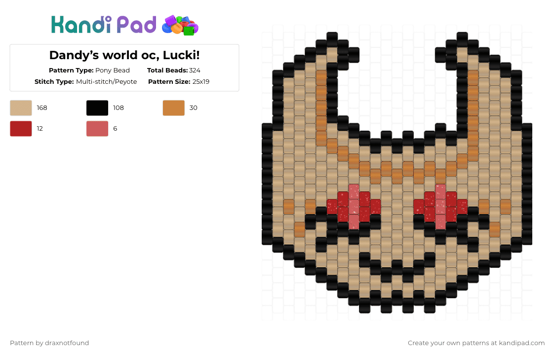 Dandy’s world oc, Lucki! - Pony Bead Pattern by draxnotfound on Kandi Pad - beige,cookie,dandys world,oc