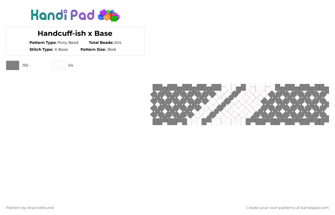 Handcuff-ish x Base - Pony Bead Pattern by draxnotfound on Kandi Pad - gray,white,yay,handcuff,xbase