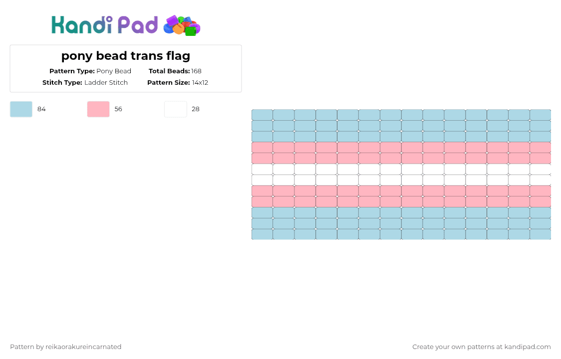 pony bead trans flag - Pony Bead Pattern by reikaorakureincarnated on Kandi Pad - light blue,pink