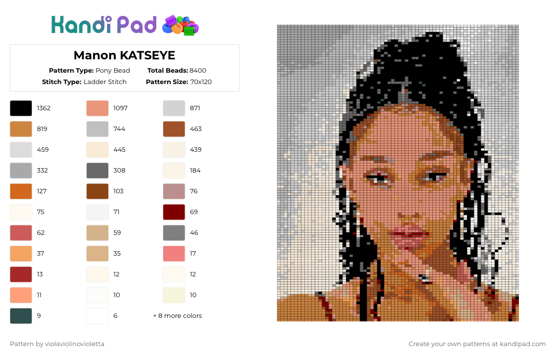 Manon KATSEYE - Pony Bead Pattern by violaviolinovioletta on Kandi Pad - katseye,manon