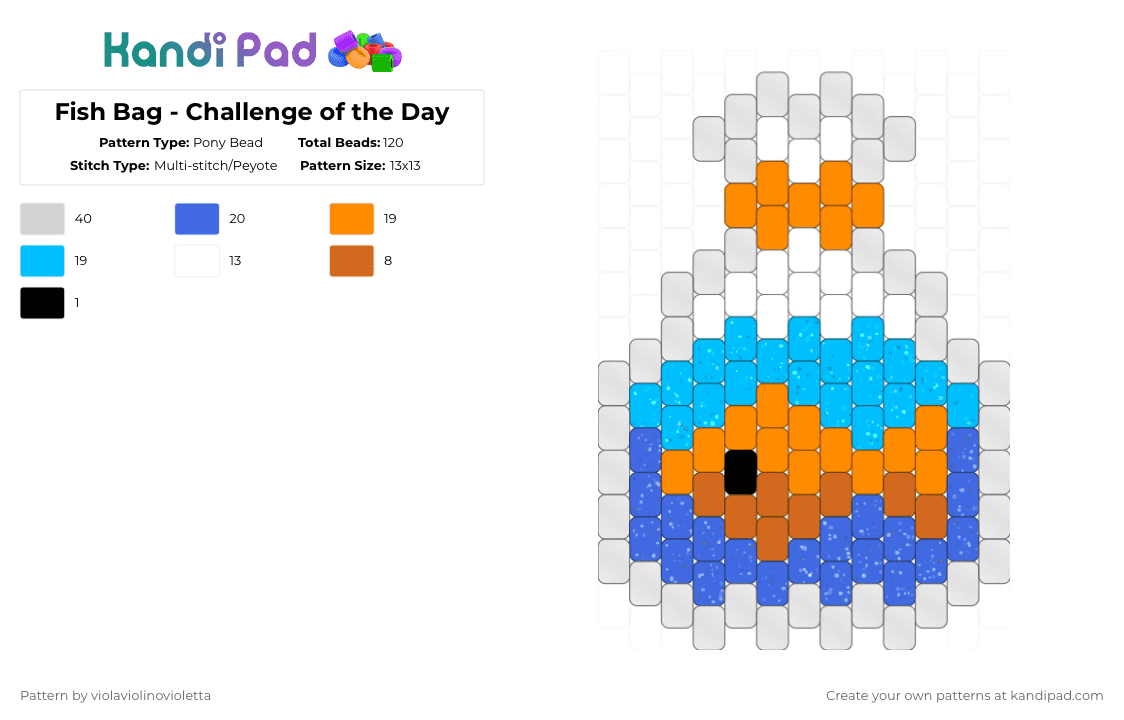 Fish Bag - Challenge of the Day - Pony Bead Pattern by violaviolinovioletta on Kandi Pad - orange,cotdcomedy,fish,bag,water,comedy,playground,do not copy