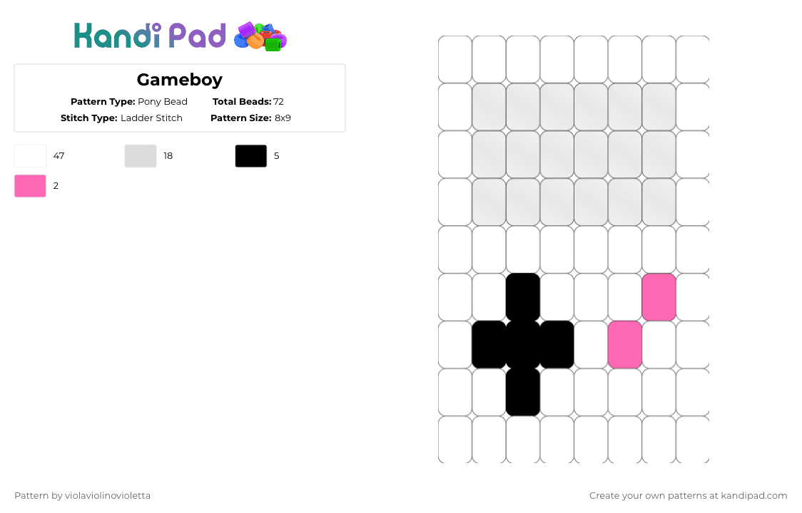 Gameboy (Ladder) - Pony Bead Pattern by violaviolinovioletta on Kandi Pad - white