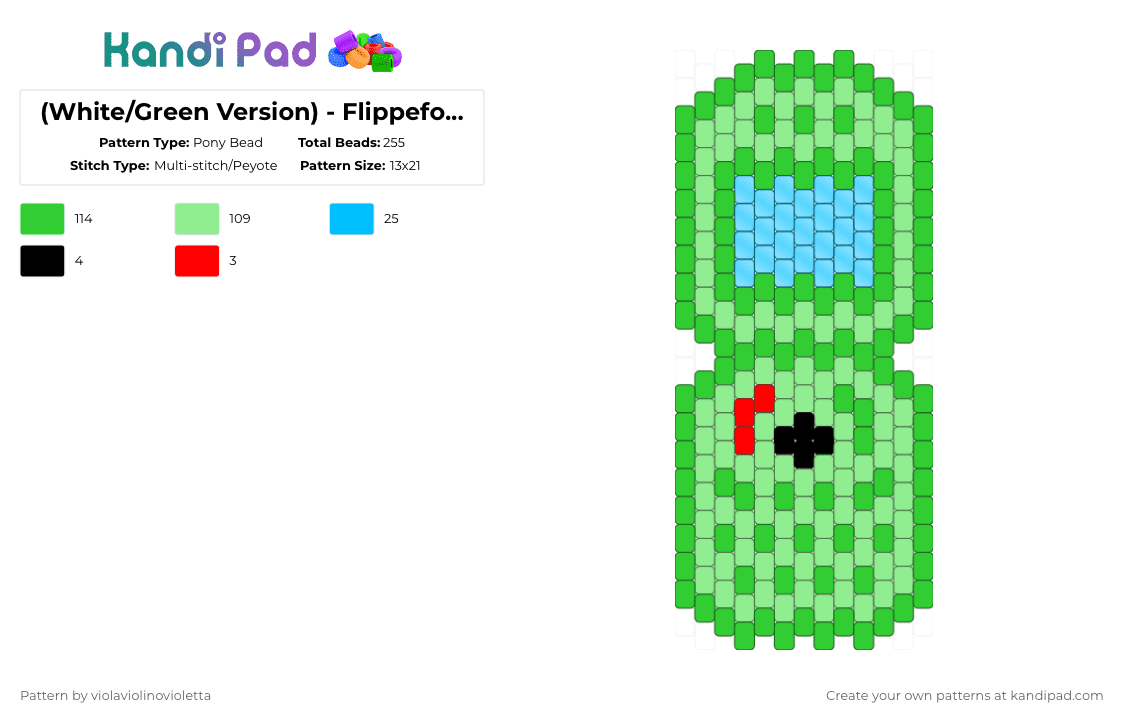 Flippefonè (Flip Phone) x Charloux - Pony Bead Pattern by violaviolinovioletta on Kandi Pad - green,teal,dont copy